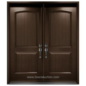 Smooth Fiberglass double door with plank camber top