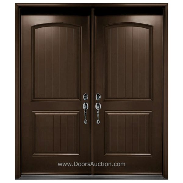 Smooth Fiberglass double door with plank camber top