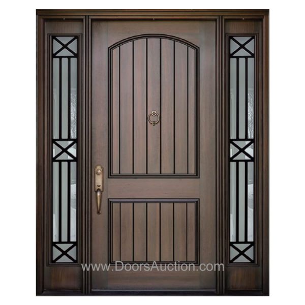 Fiberglass door Mahogany Grain Rustic panel