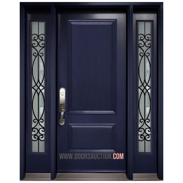 Single Door Blackburn - Full Solid Panel with 2 Sidelite - Blue