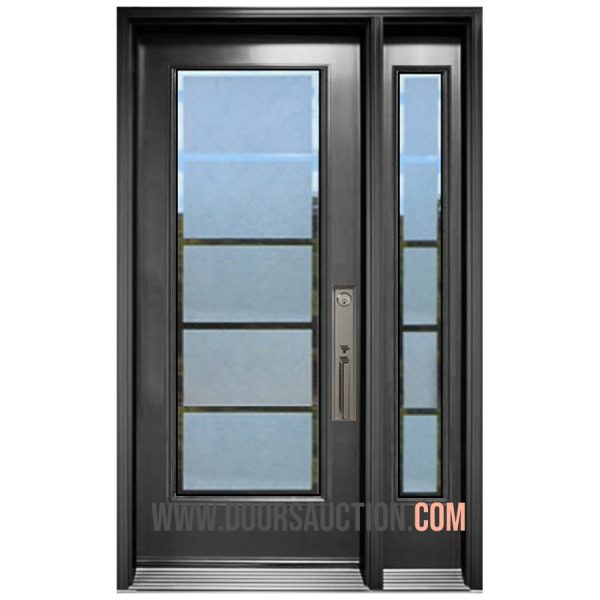 Single Steel Door - One Sidelite Full - grey Sacramento