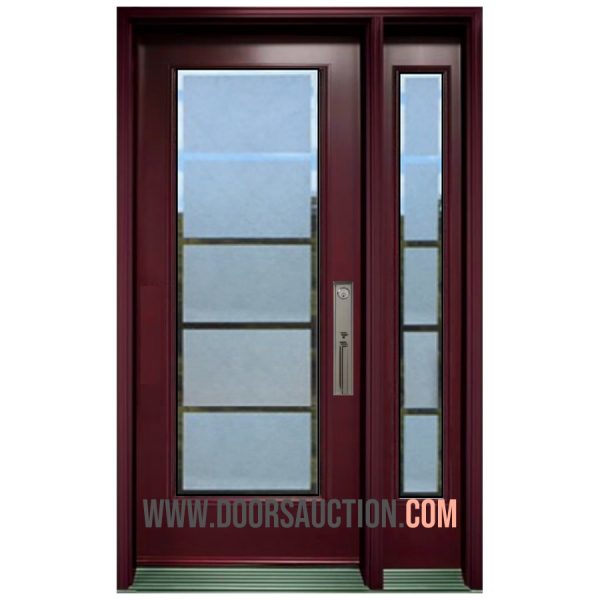 Single Steel Door - One Sidelite Full - Red Sacramento