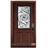 Single Fiberglass door OAK Grain 3PA - Brown Port Union