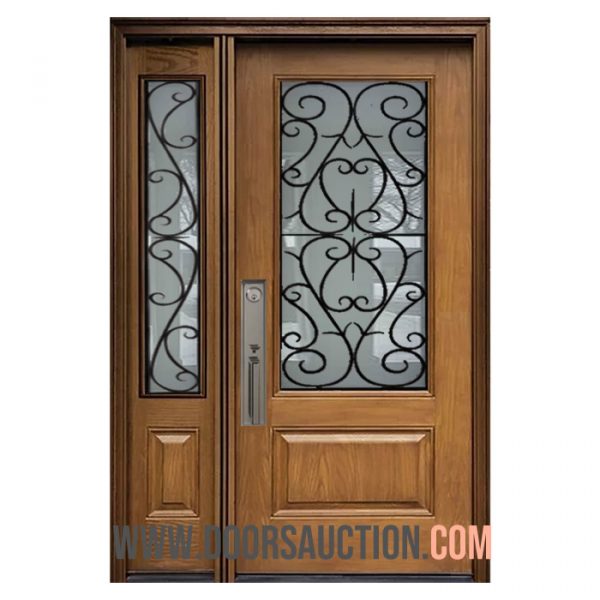 fiberglass Oak single door with one sidelite - Bristol glass Brampton