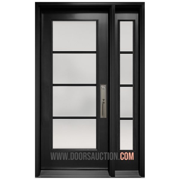 Steel Single Door - One Sidelite Full Pure glass - Gray