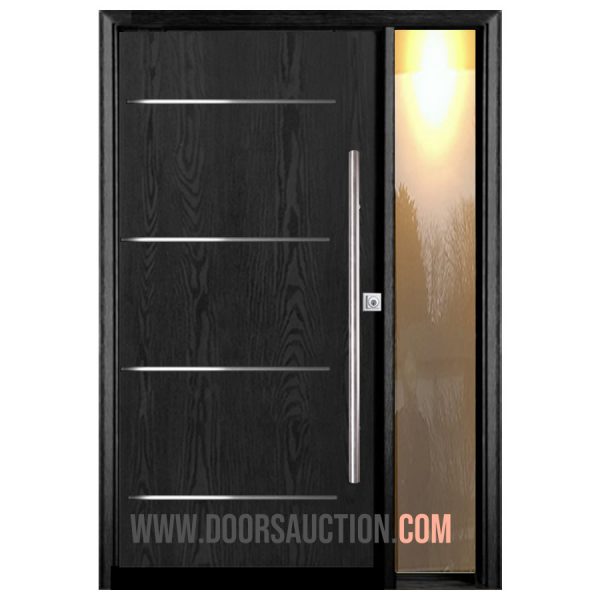 Oak Modern Fiberglass single door with one sidelite