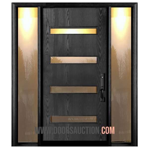 Oak Modern Fiberglass single door and one sidelite