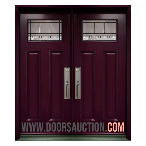 Steel Double door 3 panels Craftsman Chanelle - Dark Red