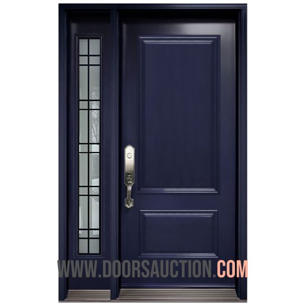 Single Steel Door - One Sidelite Full Glass- Blue Serenne Brampton