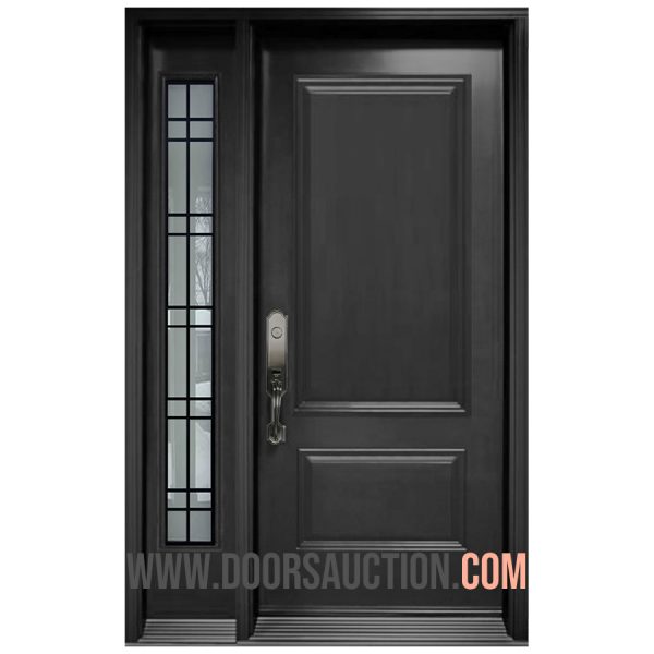 Single Steel Door - One Sidelite Full Glass- Gray Serenne Maple