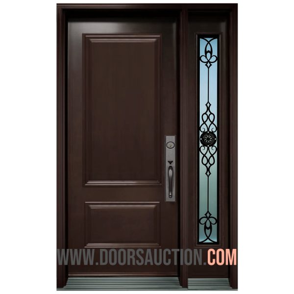 Single steel Door One Sidelite Full GOTICO Dark Brown Ajax